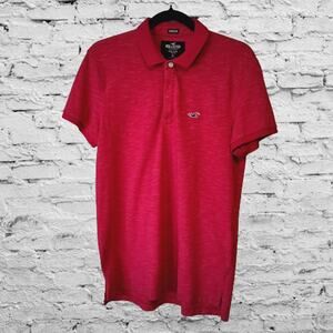 Hollister Red Heather Short Sleeve Polo Epic Flex Stretch Medium